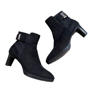 Aquatalia Russell & Bromley Black Weatherproof Textured Ankle Boots